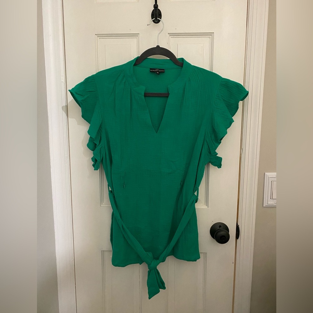 Nursing Queen Green Ruffle Blouse